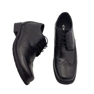 Calto Men 10 Height-increasing Black Leather Wingtip Oxford Elevator Dress Shoes